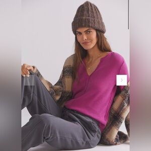 Anthropologie pilcro pink long sleeve top small ribbed